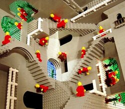LEGO model of Escher's Relativity, by Andrew Lipson and Daniel Shiu